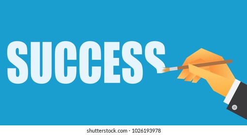 a hand painting word success vector illustration