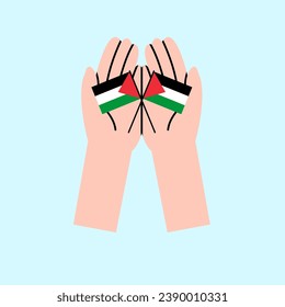 Hand With Palestine Flag Illustration 