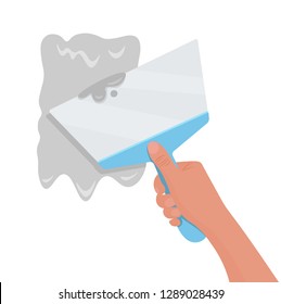 Hand with palette-knife.Vector illustration.