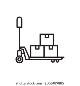 Hand pallet jack icon Black line art vector logo