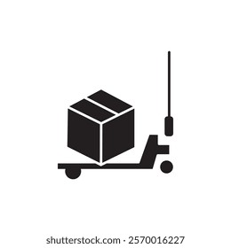 Hand pallet jack icon black and white vector outline sign