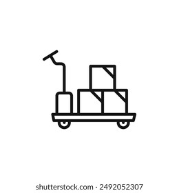 Hand pallet jack icon outline collection in black and on white background