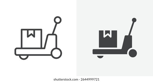 Hand pallet jack icon Outline vector sign