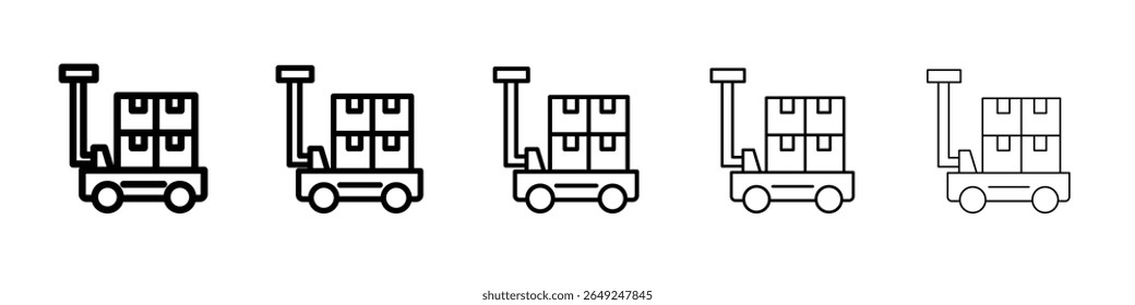 Hand pallet jack icon thin line outline set or collection