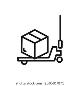 Hand pallet jack icon vector line logo art