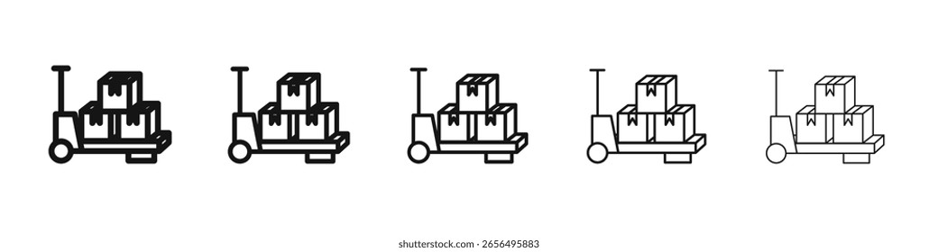 Signo de ilustración de conjunto de contorno de Vector de icono de palet de mano