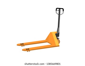 Hand pallet truck isolated on white background.
