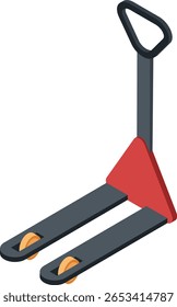 Empilhador manual de paletes que levanta e transporta mercadorias em entreposto, equipamento essencial para a movimentação de materiais e logística, assegurando a circulação eficiente da carga nas instalações de armazenagem
