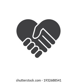 hand palm care love icon, handshake Heart symbol. Vector illustration