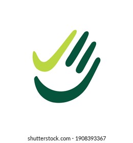 hand palm check high five finger green logo vector icon illustration