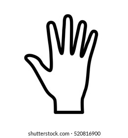 Hand or palm with fingers line art vector icon for apps and websites