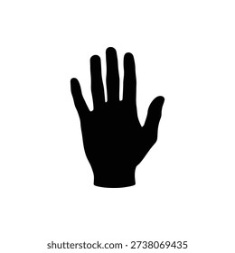 Hand Palm Forward Silhouette Vector. Human Palm Gesture Black Silhouette. Open Hand Front View Clip Art Illustration.