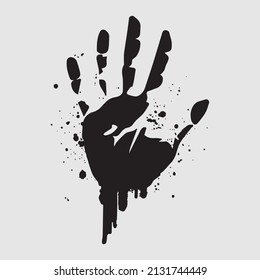 Hand Palm Handprint Silhouette Vector Illustration