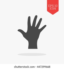Hand, palm icon. Flat design gray color symbol. Modern UI web navigation, sign. Illustration element