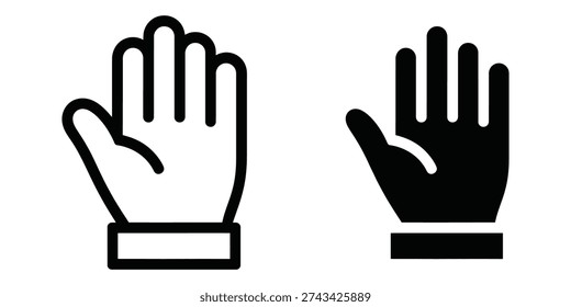 Hand palm icon and stop gesture vector. Open hand symbol for high five, halt signal, and human interaction interface. Vector Illustration.