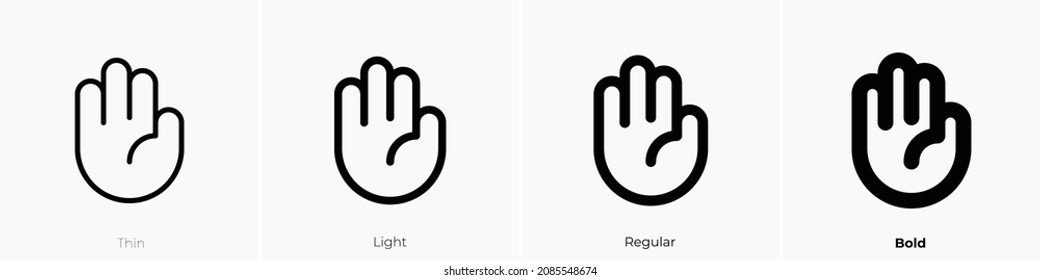 hand palm icon. Thin, Light Regular And Bold style design isolated on white background