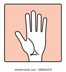 Hand palm up icon. Vector illustration. Hand palm line drawing. 
