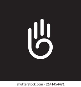 Hand palm line art mono line vector logo design