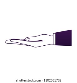 Hand palm open in purple lines