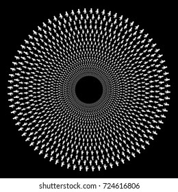 Hand, palm Pattern Background. Vector. Round banner. Hand, palm Icon. Halftone, black, white.