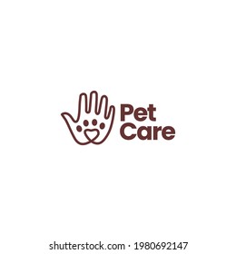 hand palm paw pet care logo vector icon illustration