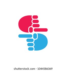 hand palm pointing different direction symbol vector