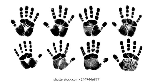 Hand palm print isolated on white background. Creative paint hands prints. Happy childhood design. bright human palm
