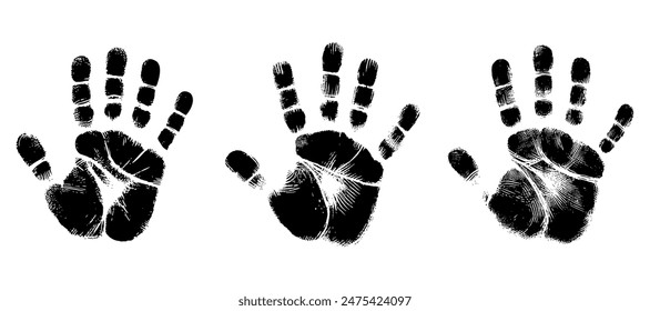 Hand palm print isolated on white background. Creative paint hands prints. Happy childhood design. bright human palm