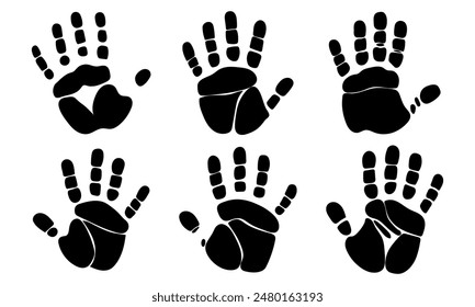 Hand palm print isolated on white background. Creative paint hands prints. Happy childhood design. bright human palm