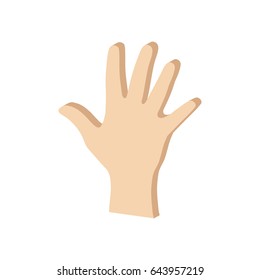 Hand palm symbol. Flat Isometric Icon or Logo. 3D Style Pictogram for Web Design, UI, Mobile App, Infographic. Vector Illustration on white background.