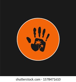 
hand and palm tree logo template. vector