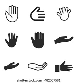 Hand Palm Vector Icons. Simple Illustration Set Of 9 Hand Palm Elements, Editable Icons, Can Be Used In Logo, UI And Web Design