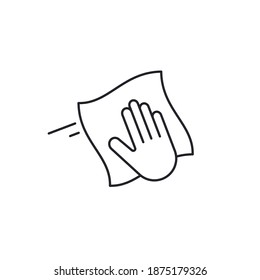 Hand palm wiping with a cloth icon, Vector isolated symbol.