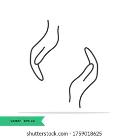 Hand Palms Open Icon Illustrations Logo Template. Care Sign Symbol. Vector Line Icon EPS 10