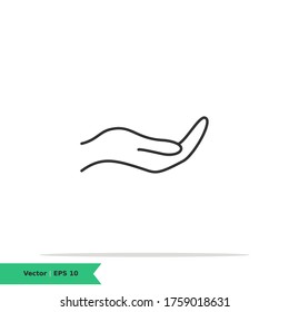 Hand Palms Open Icon Illustrations Logo Template. Care Sign Symbol. Vector Line Icon EPS 10