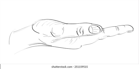 Hand with palms up- hands sketch vector illustration