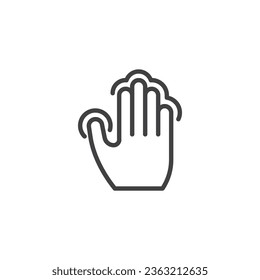 Hand pan gesture line icon. linear style sign for mobile concept and web design. Hand touch and hold gesture outline vector icon. Symbol, logo illustration. Vector graphics