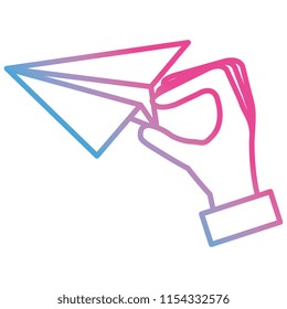 hand with paper airplane