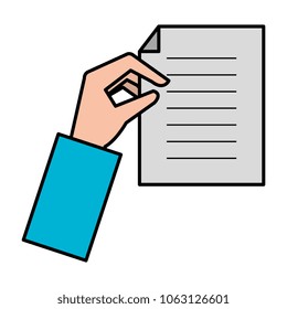 hand with paper document isolated icon