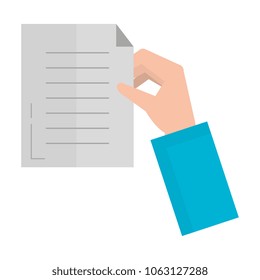 hand with paper document isolated icon