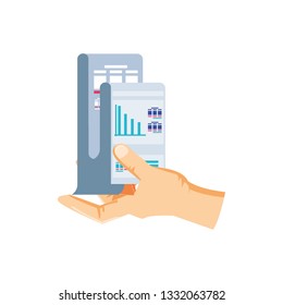 hand and paper document with statistic graphic