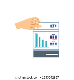hand and paper document with statistic graphic
