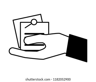 hand with paper documents