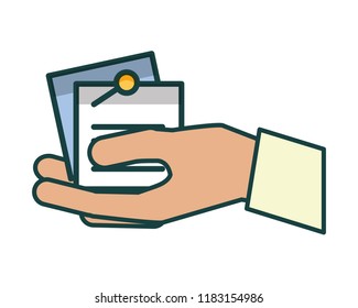 hand with paper documents