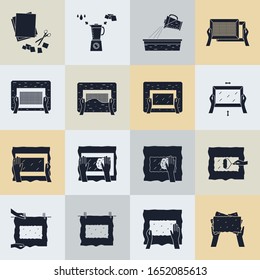 Hand paper making icon set