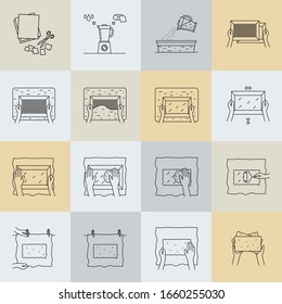 Hand paper making icon set