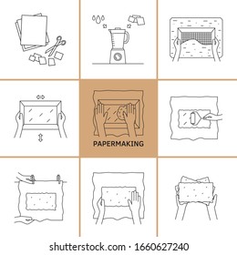 Hand Paper Making Icon Set