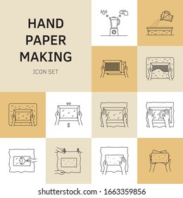 Hand paper making icon set