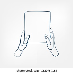 hand paper one line vector design element isolated