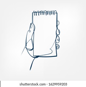 hand paper one line vector design element isolated